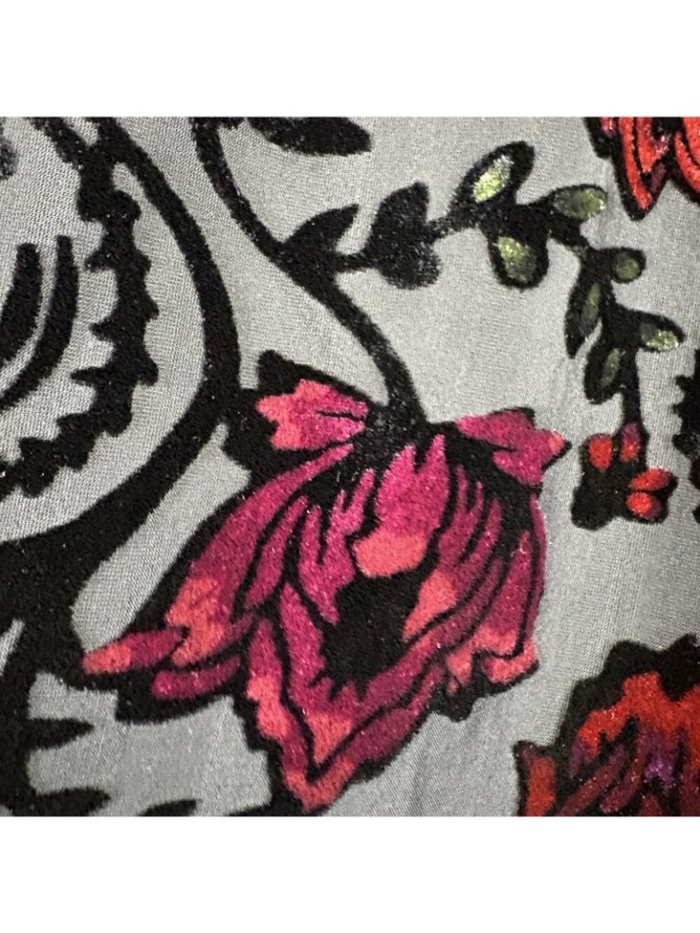 Coldwater Creek Black Pink Floral Velvet Sheer Lined Maxi Skirt - Picture 4 of 13